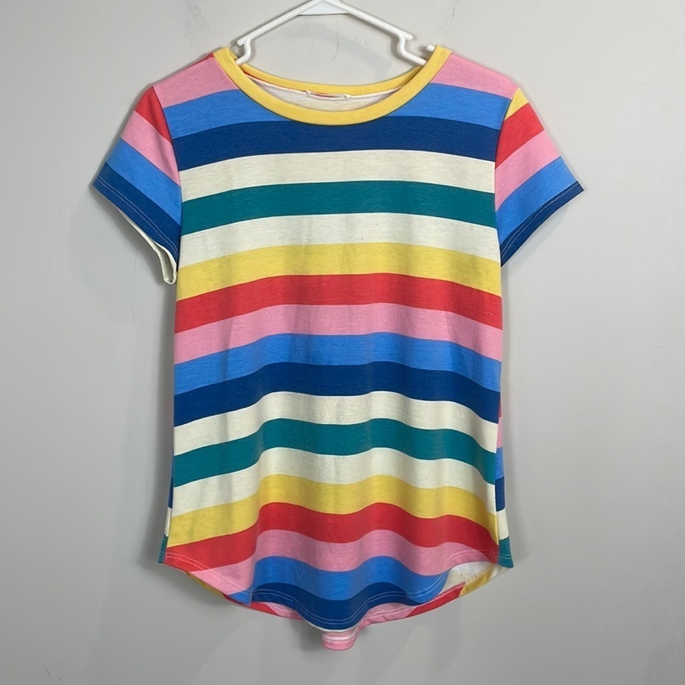 BomBom rainbow striped soft shirt sleeve shirt women size medium